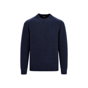 Armani Exchange Herren-Wollpullover in Marineblau mit gerippten Bündchen und Saum, Vorderansicht