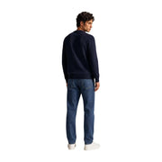 Armani Exchange Herren-Wollpullover in Marineblau aus weichem, strukturiertem Strickmaterial, Vorderansicht