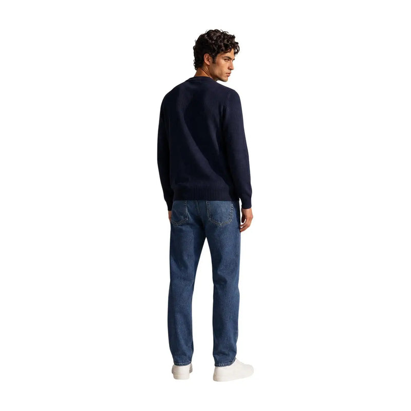 Armani Exchange Herren-Wollpullover in Marineblau aus weichem, strukturiertem Strickmaterial, Vorderansicht