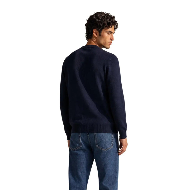 Armani Exchange Herren-Wollpullover in Marineblau mit Rundhalsausschnitt und Rippbündchen, Vorderansicht