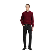 Armani Exchange Herren-Wollpullover in Burgunderrot mit geripptem Kragen und Bündchen, Vorderansicht