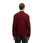 Armani Exchange Damen-Wollpullover in sattem Burgunderrot mit Rippstrick und Rundhalsausschnitt, Vorderansicht