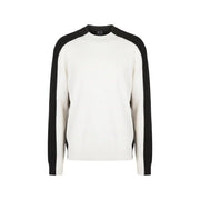 Armani Exchange Wollpullover für Damen in Cremeweiß und Schwarz mit gerippten Schultern und Raglanärmeln, Vorderansicht