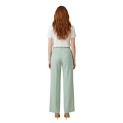Artigli Damen-Stretchhose aus grünem Polyester mit mintgrünem, weitem Bein, lockerer Passform und elastischem Bund