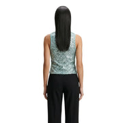 Artigli Damen ärmellos top aus schimmernden hellblauen Pailletten mit figurbetonter, kurzer Silhouette aus Polyester