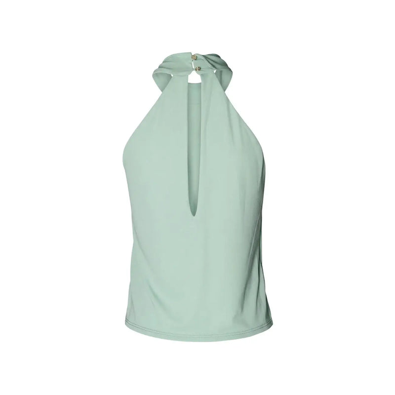 Artigli Damen ärmelloses mintgrünes Polyester-Neckholderkleid top mit minimalistischem Design und Reißverschlussdetail am Rücken