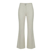 Artigli Damen-Hose in Cremefarbe mit hohem Bund, ausgestelltem Bein, eleganter Passform und Knopfverschluss aus Polyester-Elastan