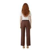 Artigli Damen-Hose aus braunem Polyester mit weitem Bein, dezentem Strukturmuster und elastischem Bund, Vorderansicht