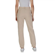 B.young women’s beige cargo trousers with elastic cuffs and drawstring waistband featuring pockets
