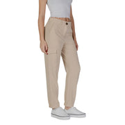 B.young women’s beige cargo trousers with button closure and side pockets for casual wear