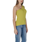 B.young women’s vibrant lime green one-shoulder tank top made of smooth, form-fitting fabric for stylish wear