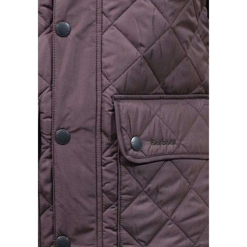 Barbour Daunenjacke Lowerdale für Herren in Dunkelbraun mit Rautensteppung und schwarzen Knöpfen, Vorderansicht