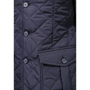 Barbour Steppjacke Lutz für Herren in Dunkelblau mit Rautensteppung und passenden Knöpfen, Vorderansicht