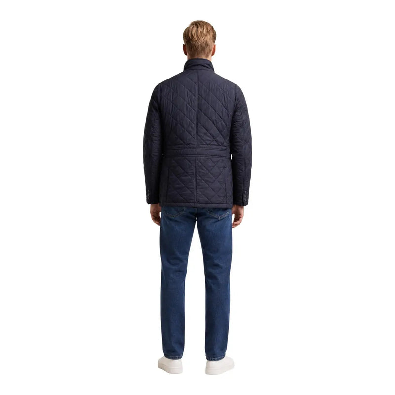 Barbour Steppjacke Lutz für Herren in Dunkelblau mit Rautensteppmuster und strukturiertem Kragen, Vorderansicht