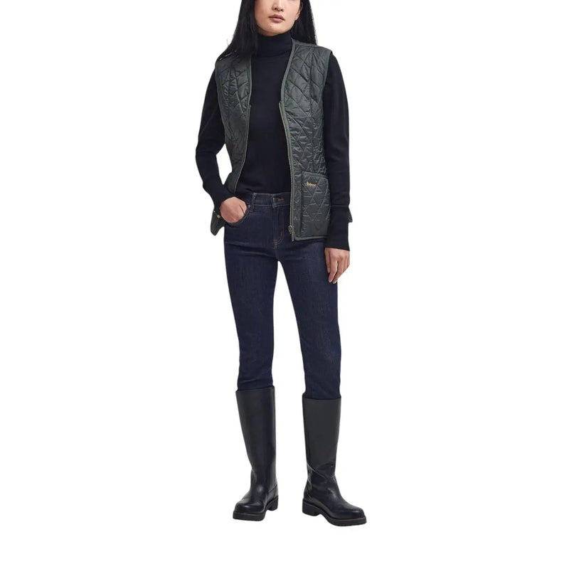 Barbour Damen-Fleeceweste Betty Liner, dunkelgrün, gesteppt, mit Frontreißverschluss und Seitentaschen