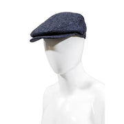 Barbour Woll-Schiebermütze für Herren aus dunkelblauem Tweed mit strukturiertem Stoff und klassischem Schirm, Vorderansicht