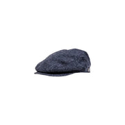 Barbour Woll-Schiebermütze für Herren aus dunkelblauem Tweed mit strukturierter Oberfläche und kurzem Schirm, Vorderansicht