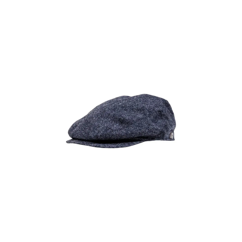 Barbour Woll-Schiebermütze für Herren aus dunkelblauem Tweed mit strukturierter Oberfläche und kurzem Schirm, Vorderansicht