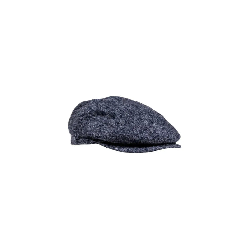 Barbour Woll-Schiebermütze für Herren aus dunkelblauem Tweed mit strukturierter Oberfläche und kurzem Schirm, Vorderansicht