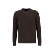 Barbour Wollpullover für Herren in Dunkelbraun mit feiner Strickstruktur und gerippten Bündchen und Saum, Vorderansicht