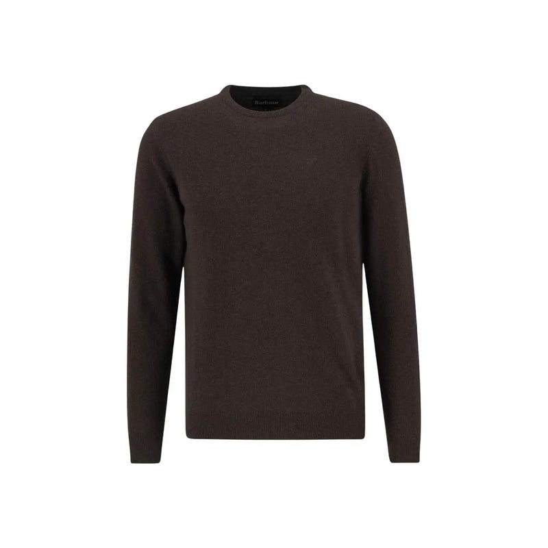 Barbour Wollpullover für Herren in Dunkelbraun mit feiner Strickstruktur und gerippten Bündchen und Saum, Vorderansicht