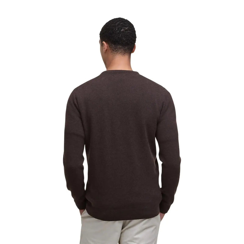 Barbour Wollpullover für Herren in Dunkelbraun mit langen Ärmeln und Rundhalsausschnitt, Vorderansicht