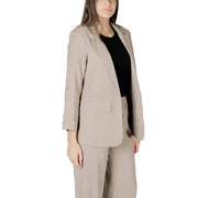 Beige blazer and pants suit displayed in the Beige Blazer and Pants Suit product image