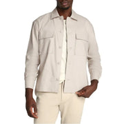 Beige button-down shirt jacket for men displayed in the product Mens Beige Shirt Jacket