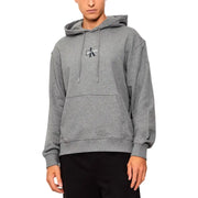 Men’s gray Calvin Klein hoodie with front pouch pocket and drawstrings