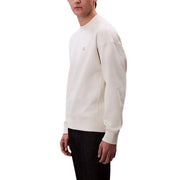 Beigefarbenes Sweatshirt mit Rundhalsausschnitt und dezenten goldenen Akzenten Calvin Klein Logo auf der Brust