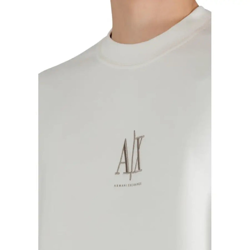 Beige crewneck t-shirt featured in Armani Exchange Men’s White Long Round Neck Sweatshirt