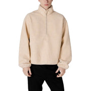 Beige fleece quarter-zip pullover from Calvin Klein Jeans for men