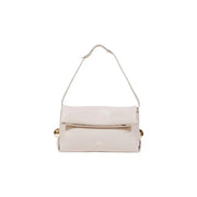 Cream-colored leather shoulder bag with folded flap and gold accents from Liu Jo