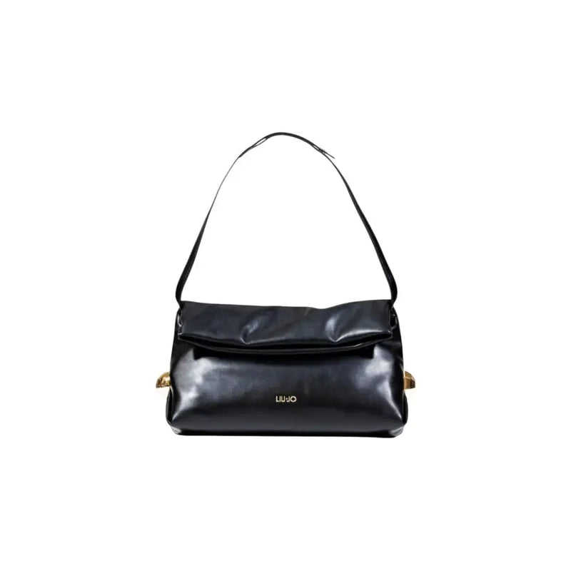 Black shoulder bag with fold-over flap and automatic button closure from Liu Jo Fall Winter collection