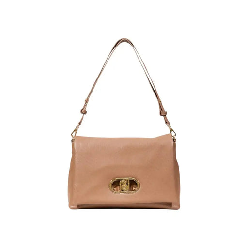 Light brown leather shoulder bag with gold-tone clasp from Beige Liu Jo Handbag collection