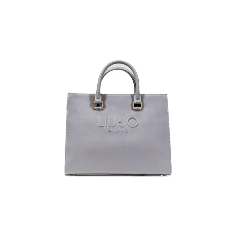 Light gray tote bag with two top handles from Liu Jo featuring a beige design