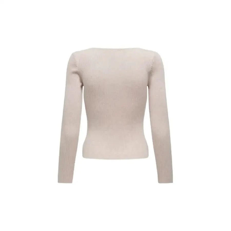 Beige long-sleeved fitted sweater from Only Women Knitwear for stylish comfort
