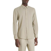 Beige long-sleeved dress shirt showcased in Beige Long Sleeved Dress Shirt and Trousers