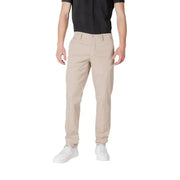 Beige Replay men’s trousers featuring zip and button closure for stylish comfort