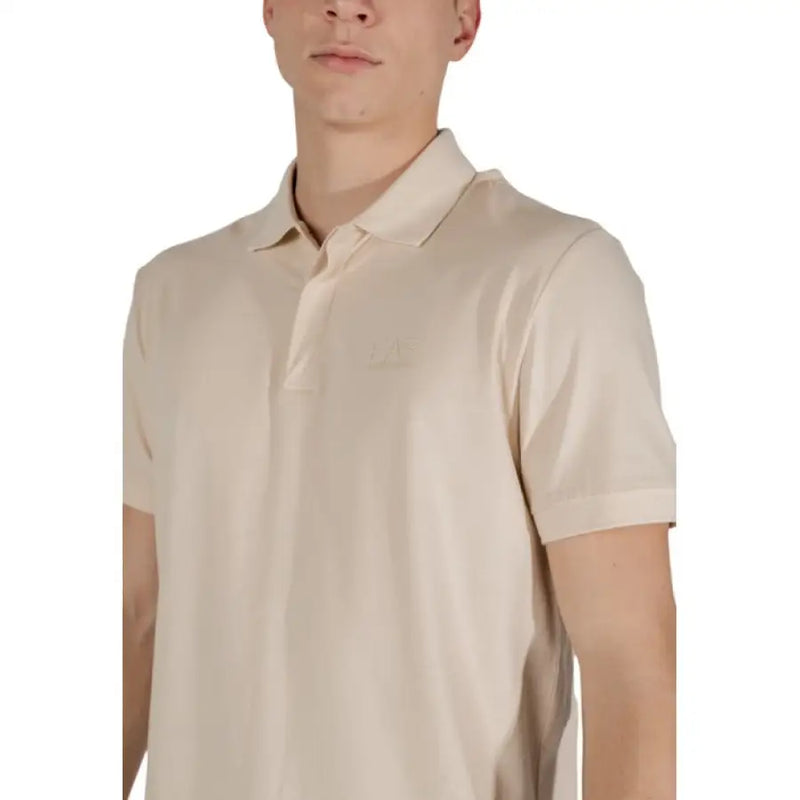 Beige short-sleeved polo shirt from Ea7 in a comfortable cotton blend fabric