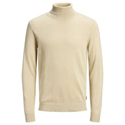 Beige Turtleneck Sweater from Jack & Jones for Men displayed in the image