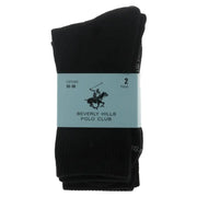 Beverly Hills Polo Club black cotton blend men’s socks packaged with a light blue label featuring the brand logo