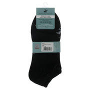 Beverly Hills Polo Club men’s black ankle socks with subtle white embroidery in branded packaging