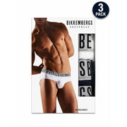 Bikkembergs Weiße Herren-Unterhosen aus Baumwolle mit Stretchanteil und schwarzer Schrift am Bund