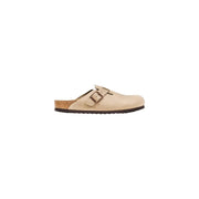 Beige Birkenstock Herren-Ledersandalen Boston mit Korkfußbett und zwei verstellbaren Schnallenriemen