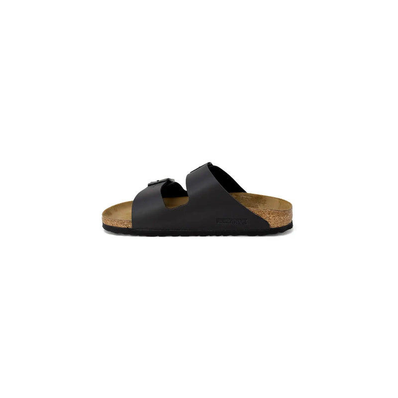 Birkenstock women black slippers featuring black leather birkenstock arizona sandals with cork footbed and rubber sole
