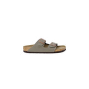 Birkenstock Damen-Ledersandalen Arizona, grau, aus grauem Wildleder, mit zwei verstellbaren Riemen und Korkfußbett