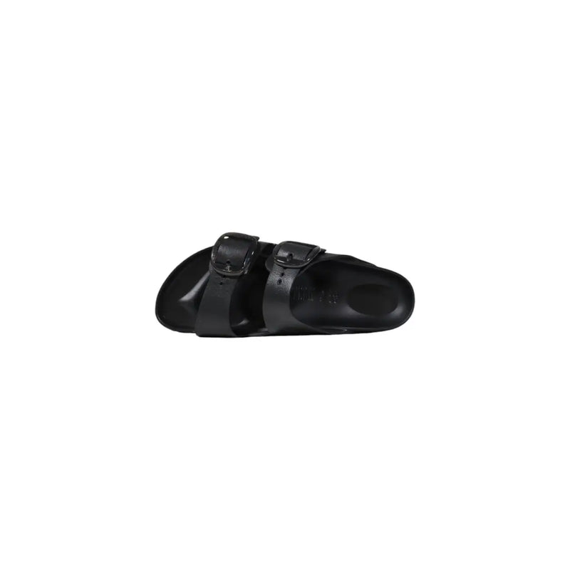 Birkenstock women slippers black rubber with two adjustable straps and a contoured footbed for comfortable wear