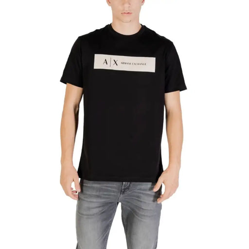 Schwarz Armani Exchange T-shirt mit Logo auf hellem Herren-T-Shirt