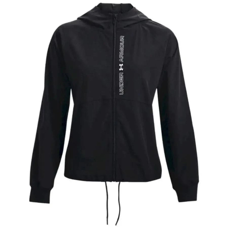 Black Under Armour Women’s hooded blazer with zip and pockets for stylish wear